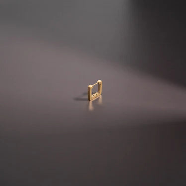 Square Huggie Hoop Earrings – 18K Gold, Geometric, Waterproof