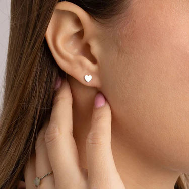 Heart Stud Earrings – 18K Gold, Tiny Dainty, Everyday Wear