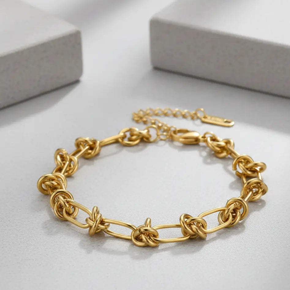 Wide Link Statement Gold Bracelet