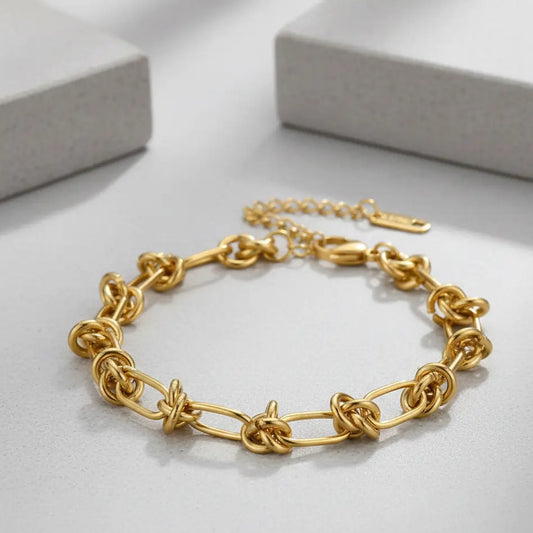Wide Link Statement Gold Bracelet