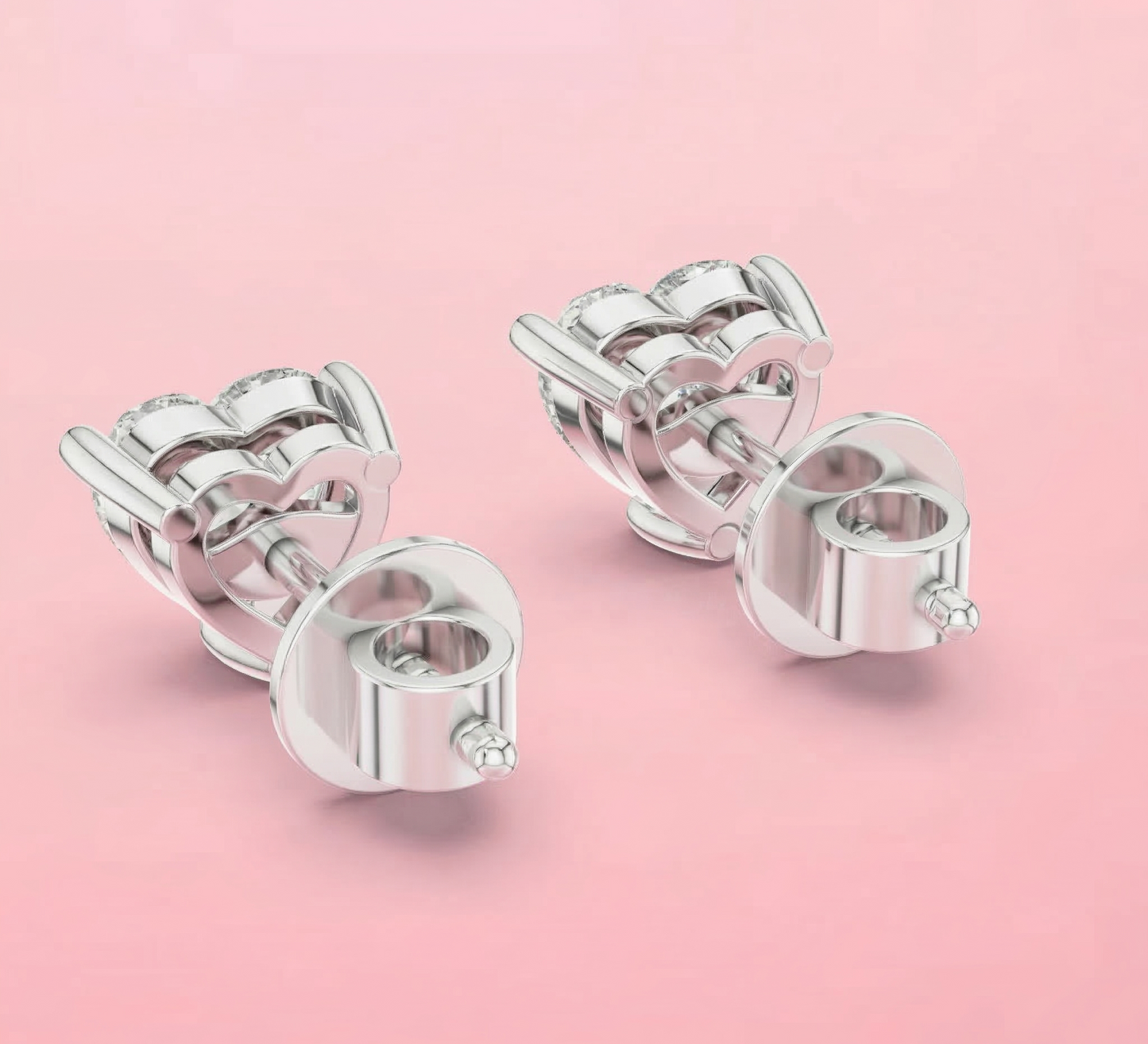 Heart Shape Lab Grown Diamond Stud Earrings — Solid Gold | IGI Certified