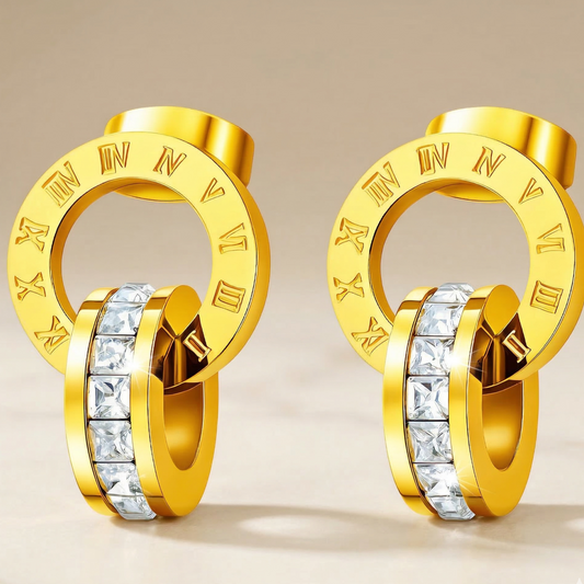 Earrings, 18K Gold Plated Steel