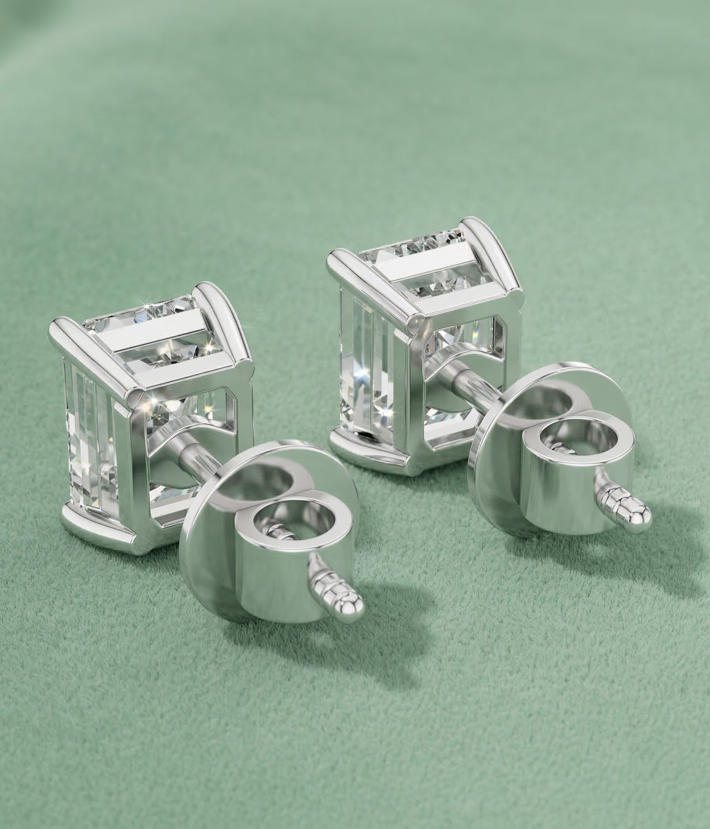 Emerald Cut Lab Grown Diamond Stud Earrings