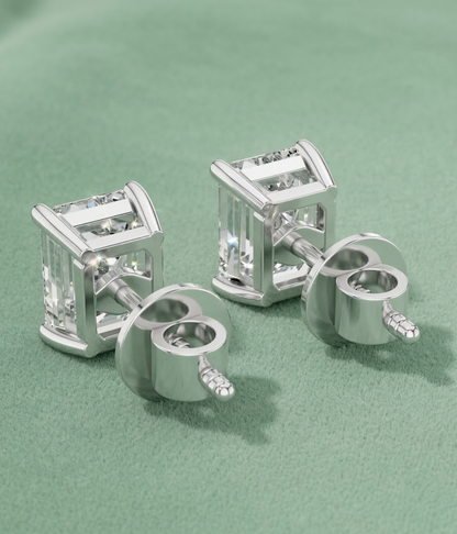 Emerald Cut Lab Grown Diamond Stud Earrings