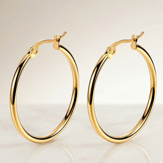 Earrings, 18K Gold Plated Steel