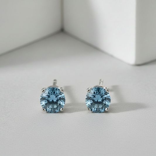 Blue Diamond Stud Earrings