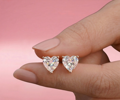 Heart Shape Lab Grown Diamond Stud Earrings — Solid Gold | IGI Certified