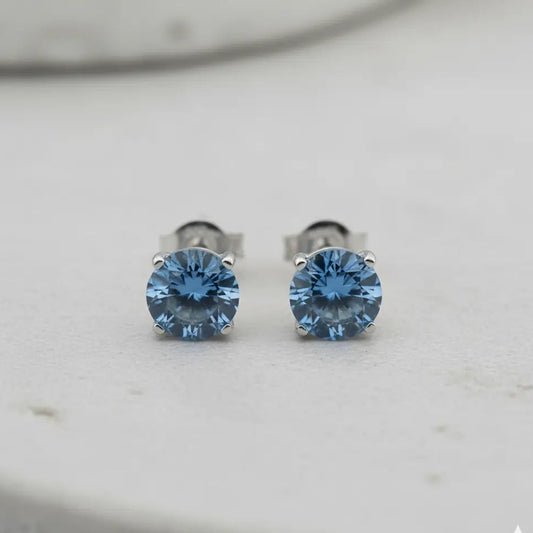 Dark Blue Diamond Stud Earrings