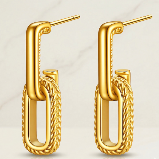 Earrings, 18K Gold Plated Steel