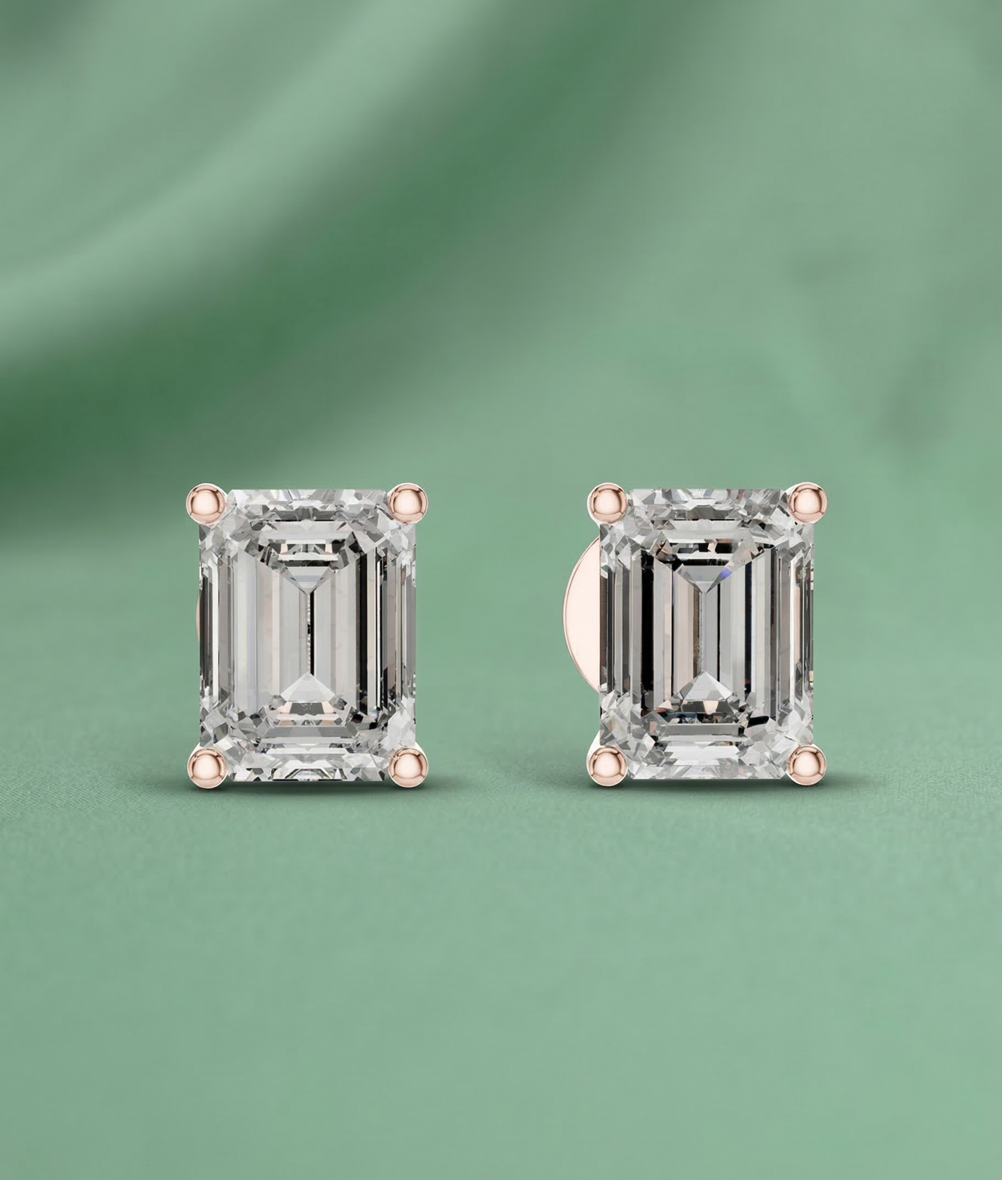 Emerald Cut Lab Grown Diamond Stud Earrings