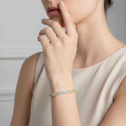 Radiant Tennis Crystal Gold Bracelet