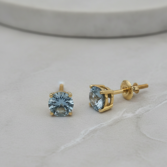 Light Blue Diamond Stud Earrings