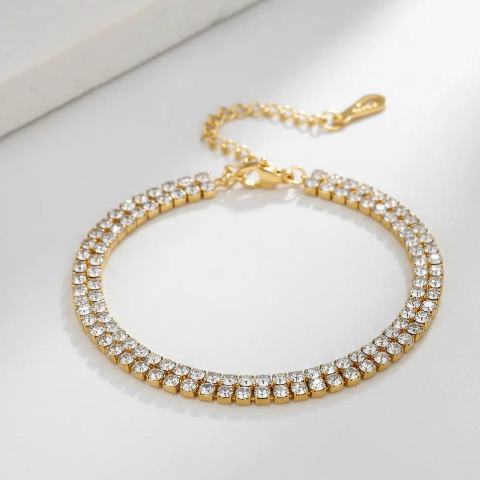 Radiant Tennis Crystal Gold Bracelet