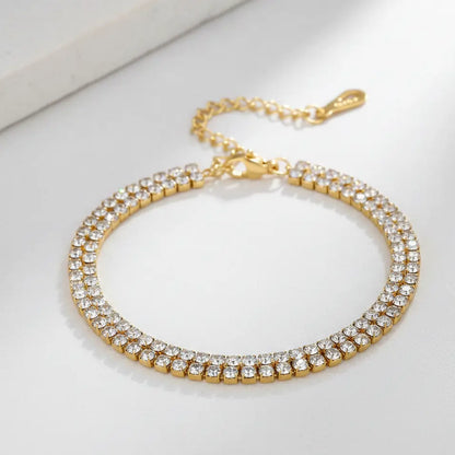 Radiant Tennis Crystal Gold Bracelet