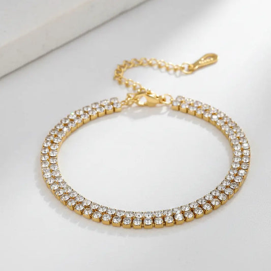 Radiant Tennis Crystal Gold Bracelet