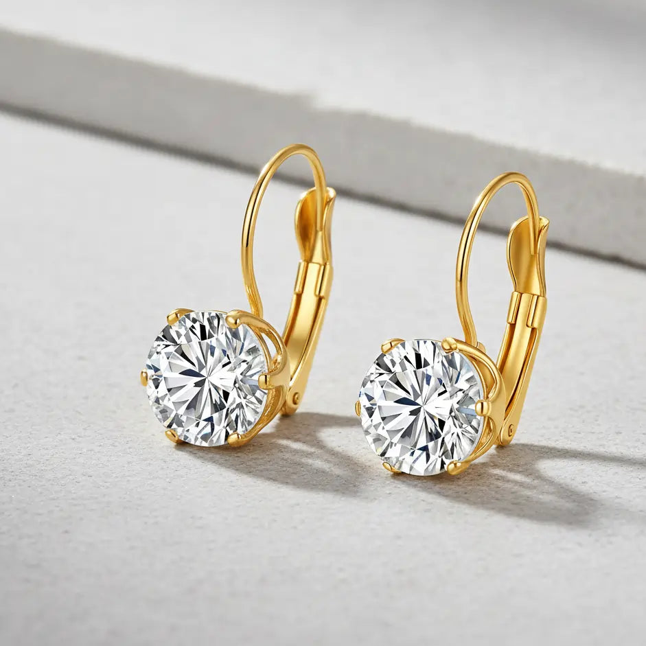 Luminous Cubic Zirconia Gold Earrings