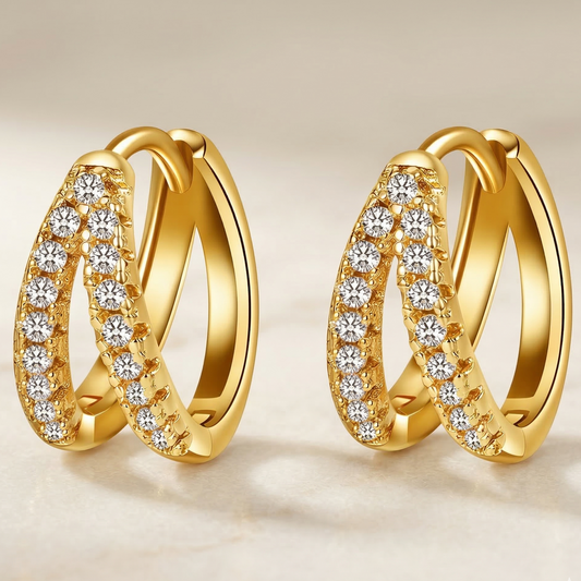 Earrings, 18K Gold Plated Brass