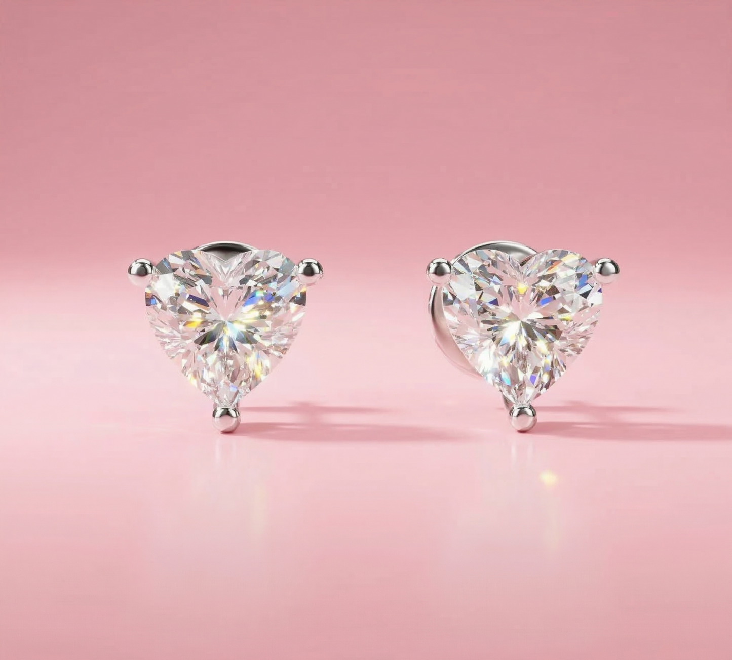 Heart Shape Lab Grown Diamond Stud Earrings — Solid Gold | IGI Certified