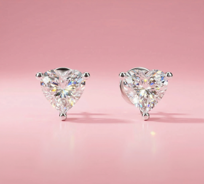 Heart Shape Lab Grown Diamond Stud Earrings — Solid Gold | IGI Certified