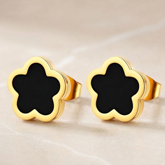 "Flowers" Earrings, 18K Gold Plated Steel