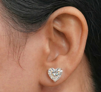 Heart Shape Lab Grown Diamond Stud Earrings — Solid Gold | IGI Certified
