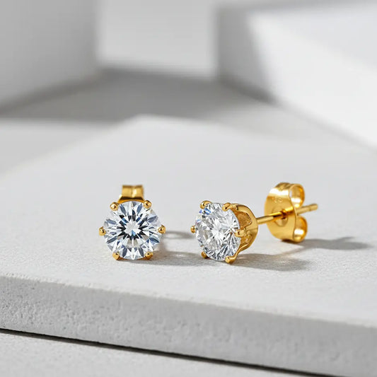 Elegant Stud Cubic Zirconia Gold Earrings