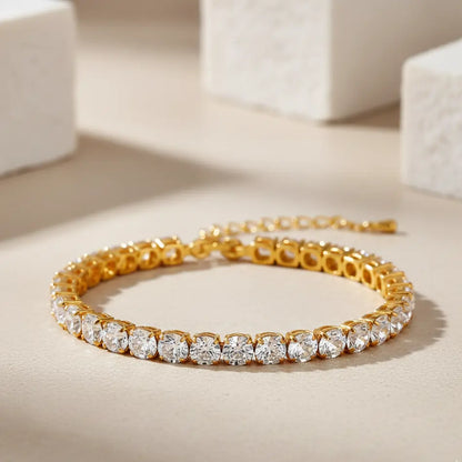 Brilliant Tennis Crystal Gold Bracelet
