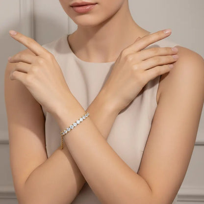 Brilliant Tennis Crystal Gold Bracelet