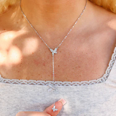 Butterfly Lariat Necklace – 18K Gold, Y Chain, Waterproof