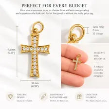 Gold Cross Charm, Crystal Religious Pendant, Stainless Steel Waterproof Faith Jewelry Gift for Her