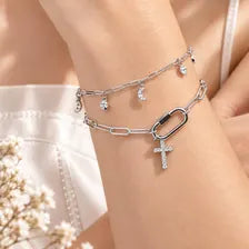 Gold Cross Charm, Crystal Religious Pendant, Stainless Steel Waterproof Faith Jewelry Gift for Her