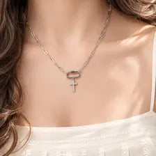 Gold Cross Charm, Crystal Religious Pendant, Stainless Steel Waterproof Faith Jewelry Gift for Her