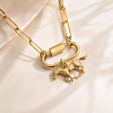 18K Gold Horse Charm, Stainless Steel Equestrian Pendant, Western Cowgirl Jewelry Making Supply
