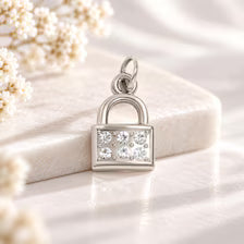 Tiny Gold Padlock Charm, Sparkling Lock Pendant, Love Jewelry Supply, Dainty Charm