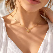 Heart Padlock Charm, 18K Gold PVD or Stainless Steel, Jewelry Making Supply