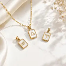 18K Gold PVD Zodiac Card Pendant, Stainless Steel Charm, Celestial Gift