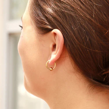 Ball Huggie Hoop Earrings – 18K Gold, Minimalist, Lightweight