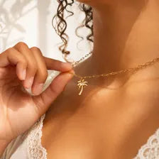 18K Gold Plated Palm Tree Charm, Tropical Beach Pendant, Jewelry Making Supply