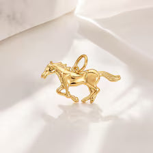 18K Gold Horse Charm, Stainless Steel Equestrian Pendant, Western Cowgirl Jewelry Making Supply