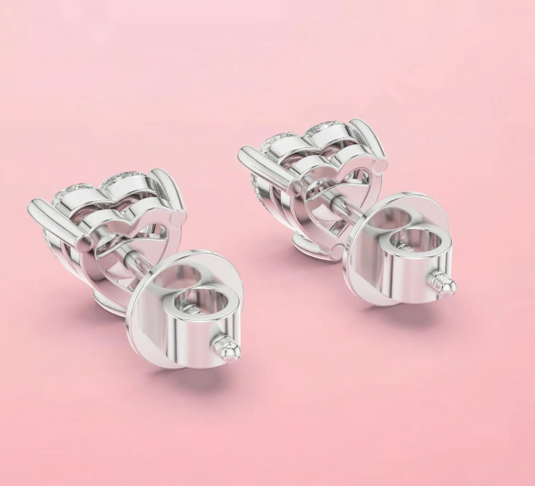 Heart Lab Diamond Stud Earrings – Solid Gold, IGI Certified