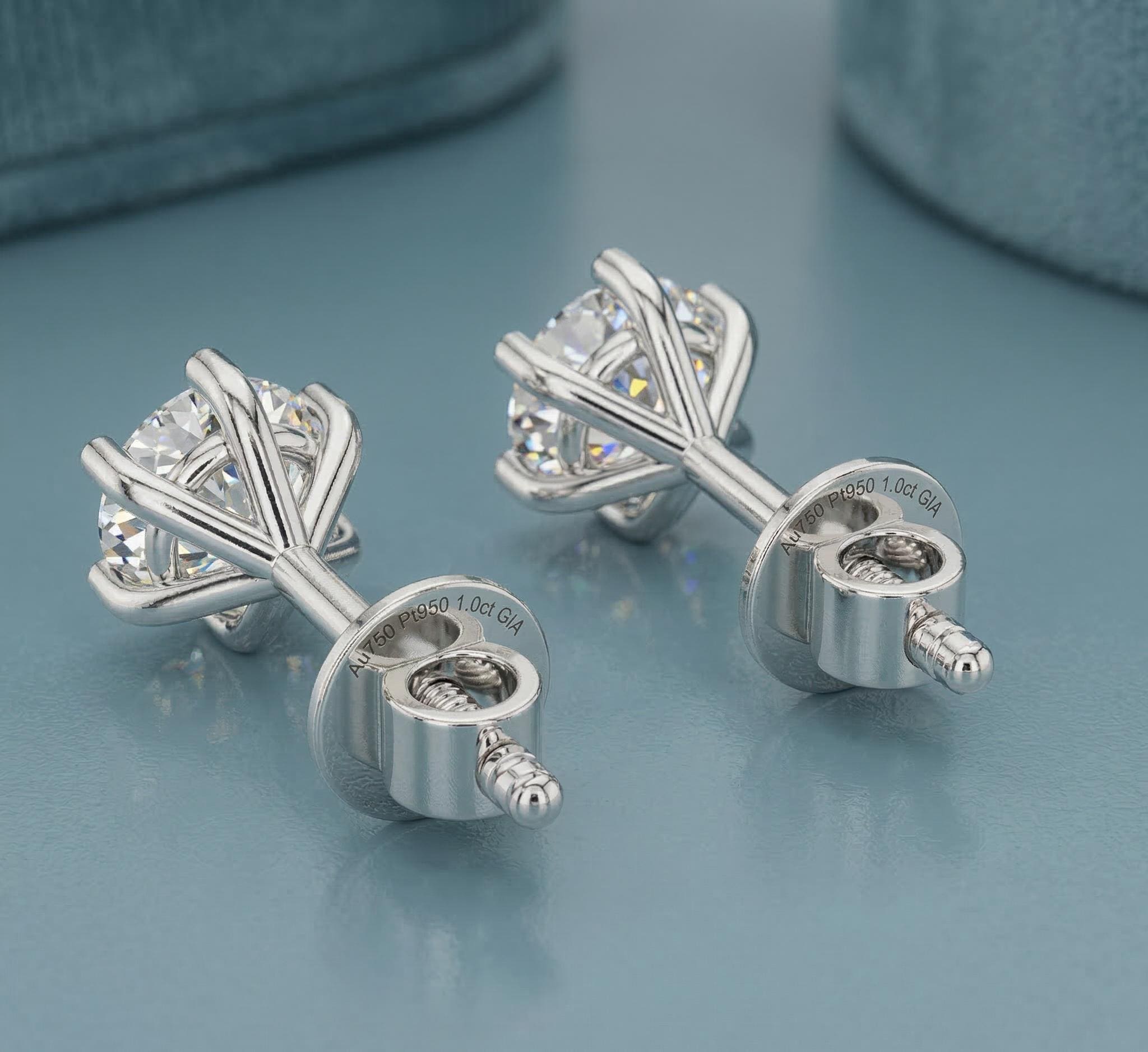 Round Lab Diamond Stud Earrings 6-Prong – Solid Gold, IGI Certified
