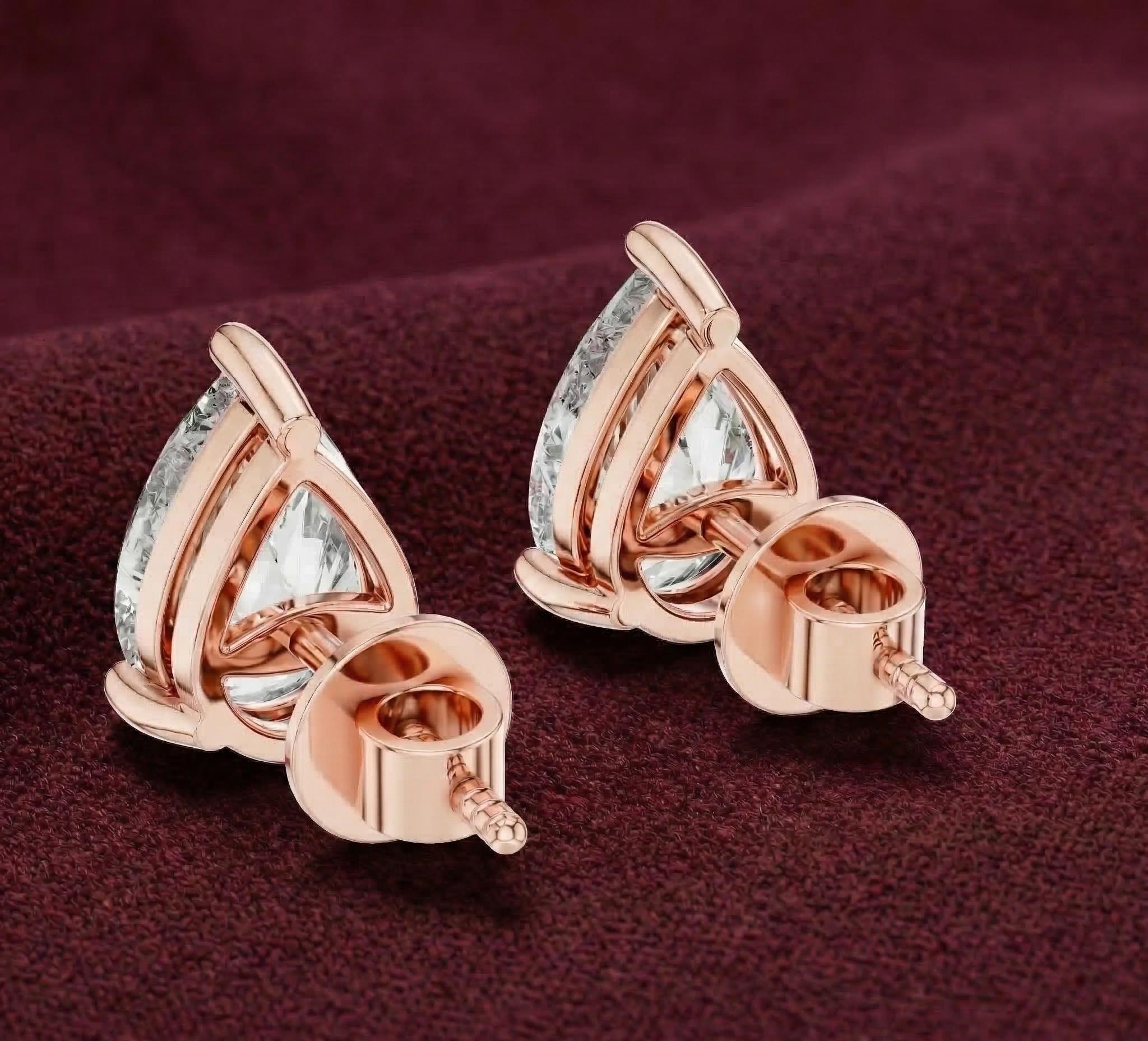 Pear Lab Diamond Stud Earrings – Solid Gold, IGI Certified