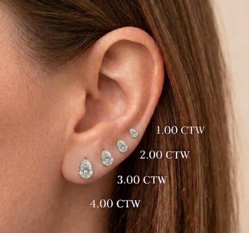 Pear Lab Diamond Stud Earrings – Solid Gold, IGI Certified