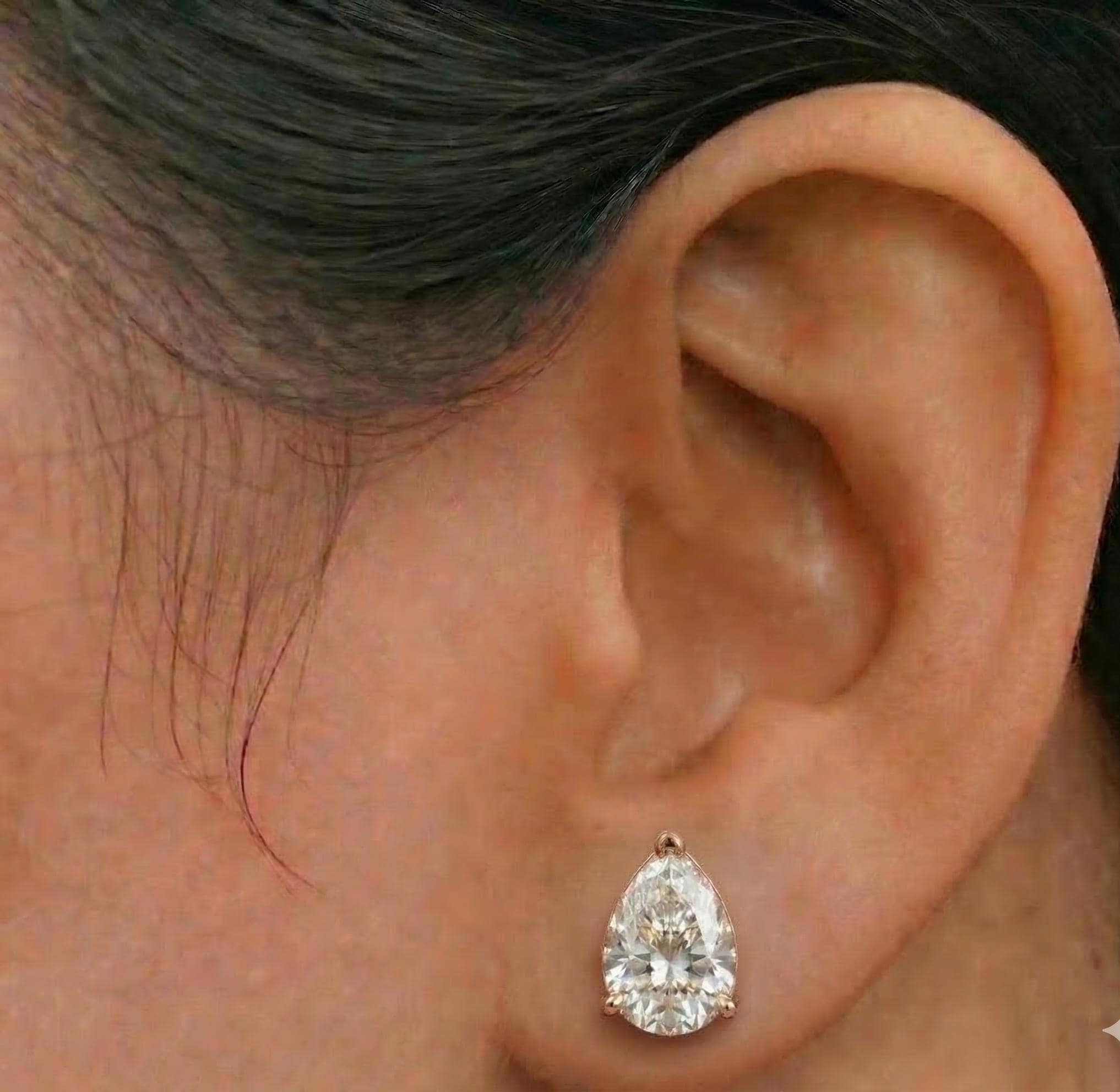Pear Lab Diamond Stud Earrings – Solid Gold, IGI Certified