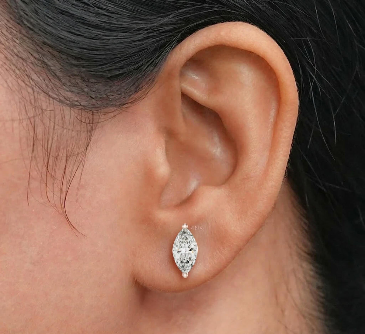 Marquise Lab Grown Diamond Stud Earrings – product image 3