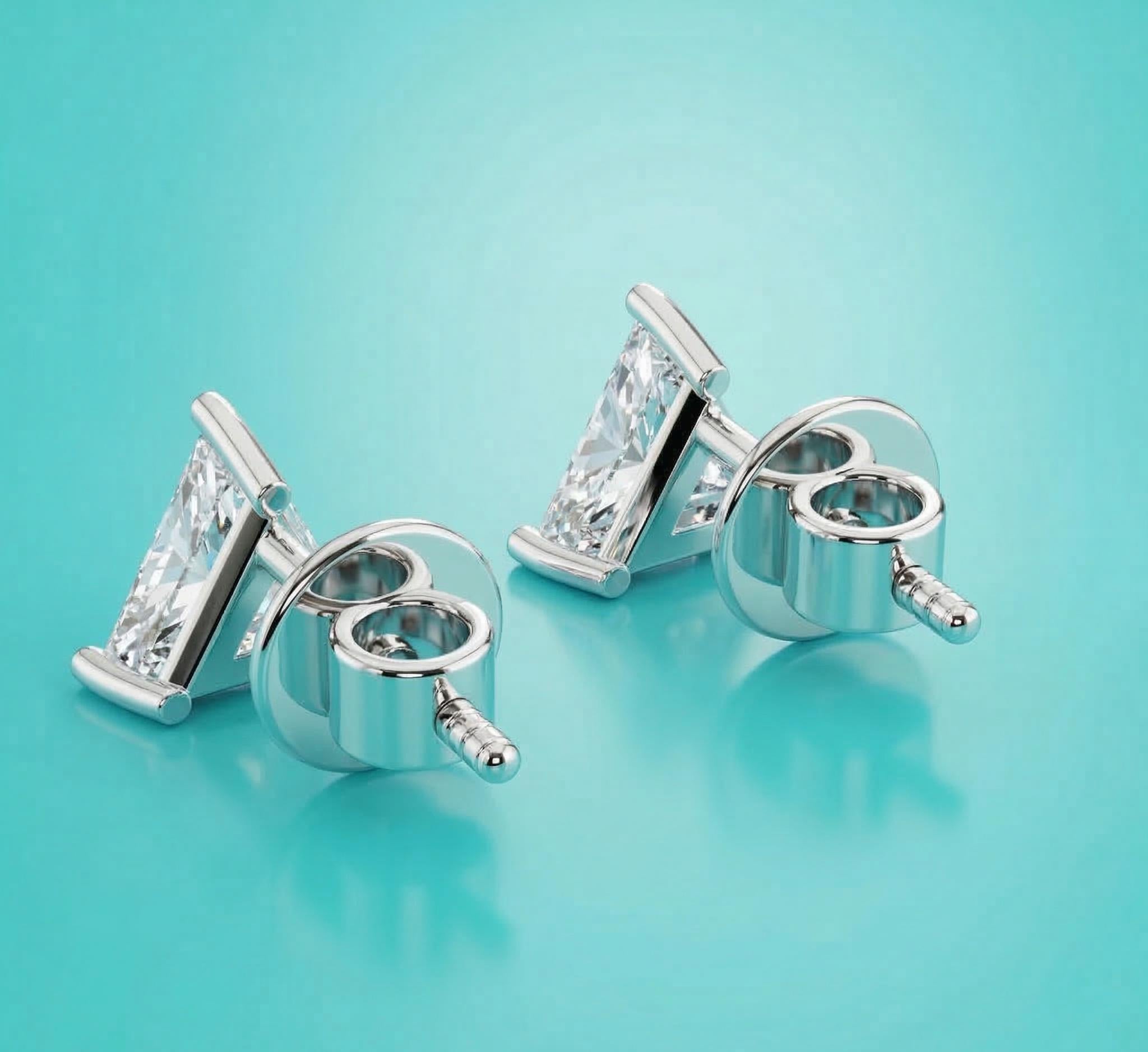 Trilliant Cut Lab Diamond Stud Earrings – Solid Gold, Screw Back