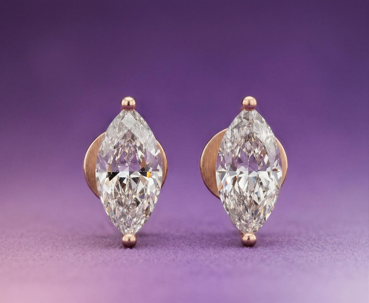 Marquise Lab Grown Diamond Stud Earrings – product image 2