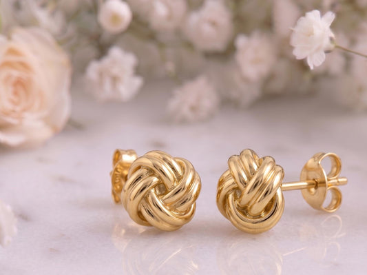 Knot Stud Earrings – 18K Gold, Minimalist, Waterproof