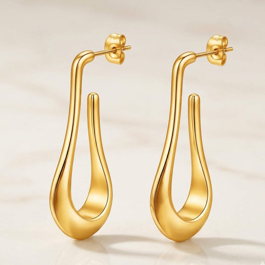 Earrings, 18K Gold Plated Steel